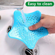 Aqua Blue Silicone Star Shaped Sink Filter Bathroom Hair Catcher Drain Strainers For Basin thumbnail 4