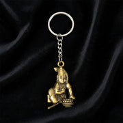 Premium Antique-gold Metal Bal Krishna Makhan Chor Keychain (1 Pc) thumbnail 3