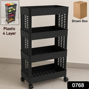 4-layer Plastic Storage Rack With Wheels thumbnail 5