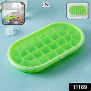 Premium Oval Silicone Ice Cube Tray With Lid (1 Pc) thumbnail 7