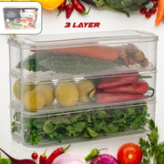5595 3 Fridge Storage Container Fridge Organizer With Lid Stackable Fridge Storage Containers Plastic Freezer Storage Containers For Fish Meat Vegetables Fruits Pack Of 3pcs 1500ml Approx thumbnail 1