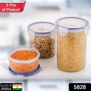5828 Round Plastic Airtight Food Storage Containers With Leak Proof Locking Lid Storage Container Set Of 3( Approx Capacity 500ml1000ml1500ml Transparent) - 3 Pc Set thumbnail 5