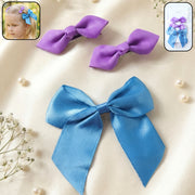 Elegant Satin Ribbon Bow Hair Clips Set (3 Pc) thumbnail 1