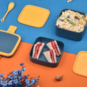 2868 Blue Double-layer Portable Lunch Box Stackable With Carrying Handle And Spoon Lunch Box thumbnail 4