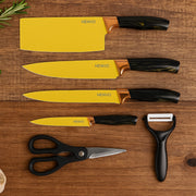 6 Pcs Professional Kitchen Knife Set With Chef Knives Cleaver Peeler  Scissors thumbnail 2