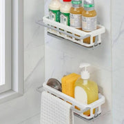 8788 Multipurpose Platic Hanging Drain Rack Retractable Sponge Storage Hanging Rack With Adhesive Hook For Kitchen And Bathroom Dishcloth Holders Basket Drying Tray Organizer thumbnail 6