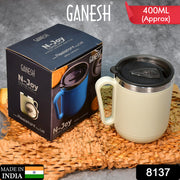 8137 Ganesh Premium Stainless Steel Coffee Mug With Heat Resistant Mug Lid. Approx 400ml Mug. thumbnail 7
