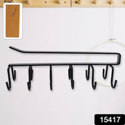 Double-row Metal Cupholder Rack Multi-purpose Iron Hanger With 6 Hooks (1 Pc) thumbnail 4