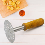 High Grade Stainless Steel Potato Masher Paubhaji  Pav Bhaji Masher With Wooden Handle (1 Pc) thumbnail 3