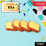 17527 3d Toast Bread Shape Eraser For Kids Cartoons Erasers Toast Bread Erasers Bread Shaped Eraser For Students Gift Cute Fun Food Pencil Erasers For School Classroom Stationery For Boys  Girls (4 Pcs Set) thumbnail 7