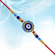 Evil Eye Rakhi With Blue Beads And Golden Accents  Protective Nazar Design thumbnail 3