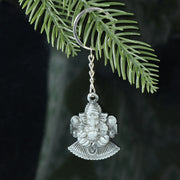 Lord Ganesha Sitting Design Silver Keychain (1 Pc) thumbnail 3