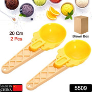 5509 Ice Cream Spoons 2pcs Plastic Water Melon Scoopers With Trigger Dipper And Adults For Summer Party Ice Cream Scoop Food Serving Spoon Kitchen Tools Ice Cream Digging Spoon Household Spoons Cupcake Spoons Aps Fruit Ball Player (2 Pc) thumbnail 7