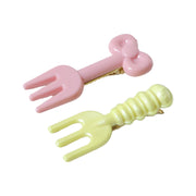 Cute Mini Fork Shaped Hair Clips Set For Girls And Women (4 Pc) thumbnail 3