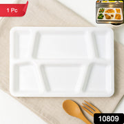 Plastic Multi-compartment Rectangular Meal Serving Tray  Plate (1 Pc  White) thumbnail 7