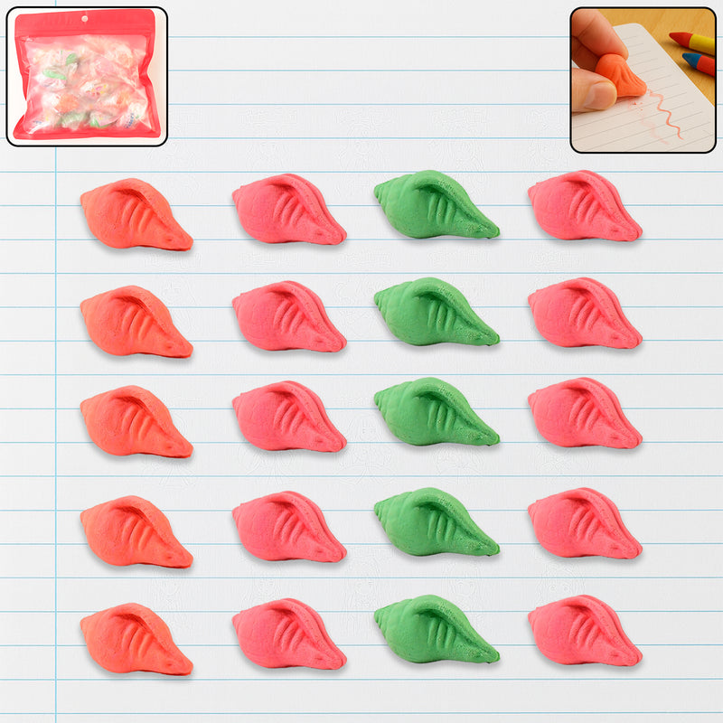Shankh Shape Eraser Rubber (20 Pc  Mix Colour  Design)