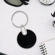 Sleek Black Round Metal Keychain (1 Pc) thumbnail 3