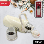 13040 Stainless Steel Vacuum Insulated Water Bottle  Leak Proof Flask For Tea Coffee  Reusable Water Bottle With Hanging Strap  Bottle For Hot  Cold Drinks Wide Mouth Water Flask (900 Ml) thumbnail 7