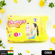 0968 Small  Champs Dry Pants Style Diaper- Small Best For Travel  Absorption Champs Baby Diapers Champs Soft And Dry Baby Diaper Pants (S5 Pcs ) thumbnail 7