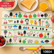 Colorful Cartoon Printed Dining Table Placemats For Kids (4 Pc  40x30 Cm) thumbnail 7