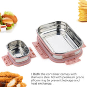 Premium Stainless Steel Leak Proof Air Tight Lunch Boxes (900ml+200ml Approx  2 Pc Set) thumbnail 6