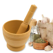 7193  Mortar And Pestle Set For Spices Okhli Masher Khalbatta Kharal Mixer Natural  Traditional Grinder And Musal Well Design For Kitchen Home Herb thumbnail 2