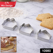 Stainless Steel House Shape Cookie Cutter Set (3 Pc Mix Design Set) thumbnail 7