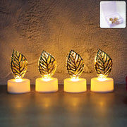Decorative Golden Leaf Shaped Flameless Led Candles (4 Pc) thumbnail 5