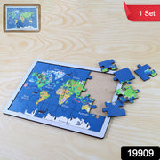 Educational Wooden World Map Puzzle For Kids - (1 Set) thumbnail 6