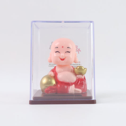 Solar Power Moving Head Buddha Statue Car Ornament (1 Pc  Mix Color)