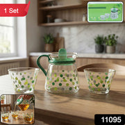 Elegant Glass Tea Pot With Matching Cups Set (1 Set) thumbnail 7