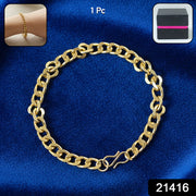 Classic Gold Finish Chain Link Bracelet For Men And Women (1 Pc) thumbnail 7
