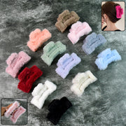 Big-size Soft Faux Fur Hair Claw Clips (12 Pc) thumbnail 1