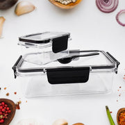 Plastic Kitchen Storage Container Big 800 Ml  Small 250 Ml With Air Seal Lock Lid  Spoon thumbnail 1