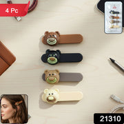 Cute Bear Face Decorative Hair Clips Set (4 Pc) thumbnail 7