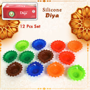 Silicone Diya For Diwali Attractive Design Colourful Diya Combo (12 Pcs Set) thumbnail 1