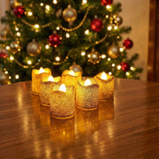 Christmas Premium Glitter Led Tealight Candles (6 Pc Set) thumbnail 4