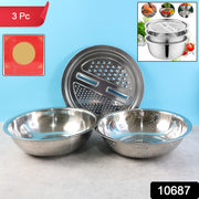 3-in-1 Stainless Steel Mixing Straining  Grater Bowl Set thumbnail 7