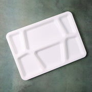 Plastic Multi-compartment Rectangular Meal Serving Tray  Plate (1 Pc  White) thumbnail 3