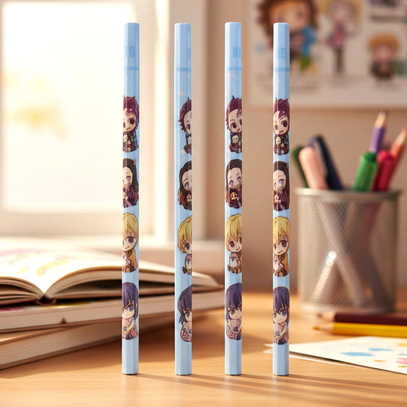 Cartoon Printed Pencil Set For Kids  Cute School Writing Pencils (4 Pc)