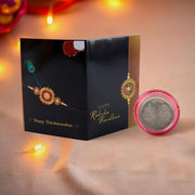 Raksha Bandhan Gift Set  Roli Chawal With Greeting Card  Silver-coated Coin thumbnail 3