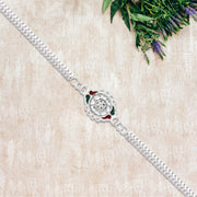 Stylish Rakhi With Intricate Floral Motif And Enamel Touches thumbnail 1