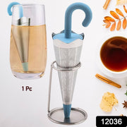 Reusable Cute Umbrella Tea Strainer With Tray  Stand (1 Pc) thumbnail 7