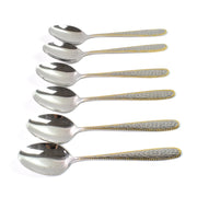Stainless Steel Gold Bordered Textured Spoons Gold Plated Handle Set Of 6 Pc thumbnail 5