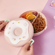 Donut Shaped Double Insulated 3 Compartment Lunch Box (1 Pc  Mix Color) thumbnail 1