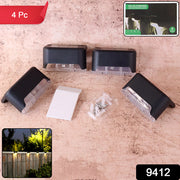 9412 Solar Decorative Lights Waterproof Durable Garden Atmosphere Lights Stair Lights Railing Lights Step Steps Lights For Outdoor Patio Courtyard Stair Step Fence Patio Stairsyard Garden Pathway ( 4 Pc Set) thumbnail 7