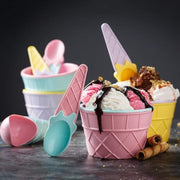 5322 Ice-cream Waffle Spoon Bowel Cup Set  Premium Ice Cream Set  Ice-cream Bowel With Spoon  6 Units Couple Bowl Set  Color Box thumbnail 1