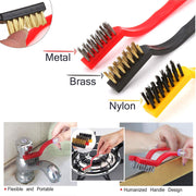2166 3pc  Mini Wire Brush Set Brass Nylon Stainless Steel Bristles Household Cleaning Brush For Gas Stove Smoke Machine Tool Burner Tiles Tap Rust Removal Welding Slag Dirt  Paint Scrubbing. thumbnail 5