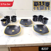 8237 Sweet Buzz Ceramic Tea  Cups  Mug Set With Seashell Shape Serving Bowl Milk Cup Coffee Cup Tea Cup Breakfast Cup Drinking Mug Or Outdoor For Household Gift For Birthday Wedding Party (8 Pcs Set) thumbnail 7