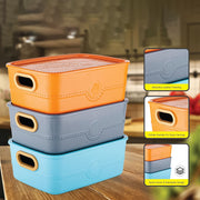 3-piece Plastic Multipurpose Storage Basket Bin Set With Handle (3 Pcs Set) thumbnail 4